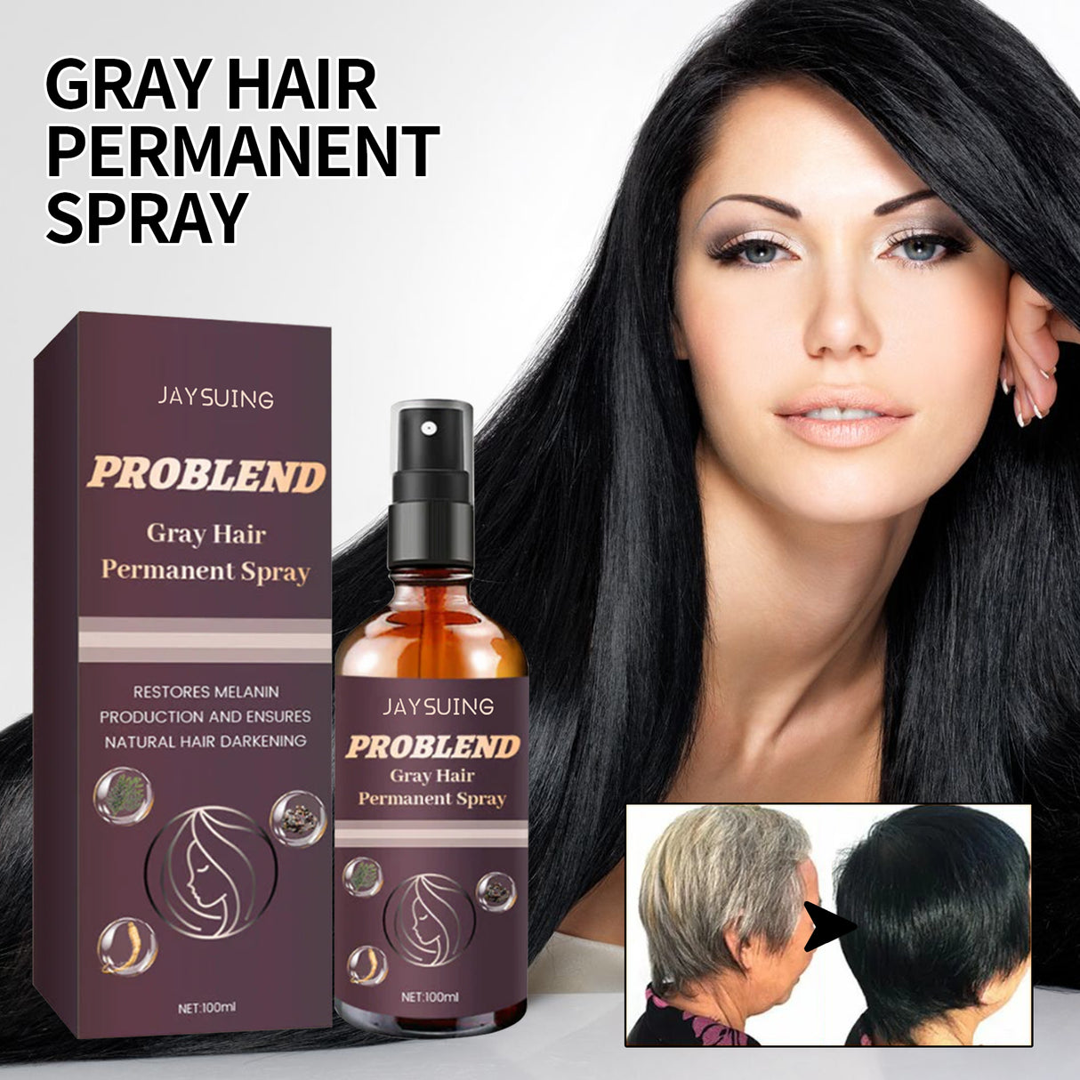 Black Hair Spray, Nourishes Black Hair And Covers White Hair Soft Natural Glossy Hair Spray - V.I.P Digital Presence