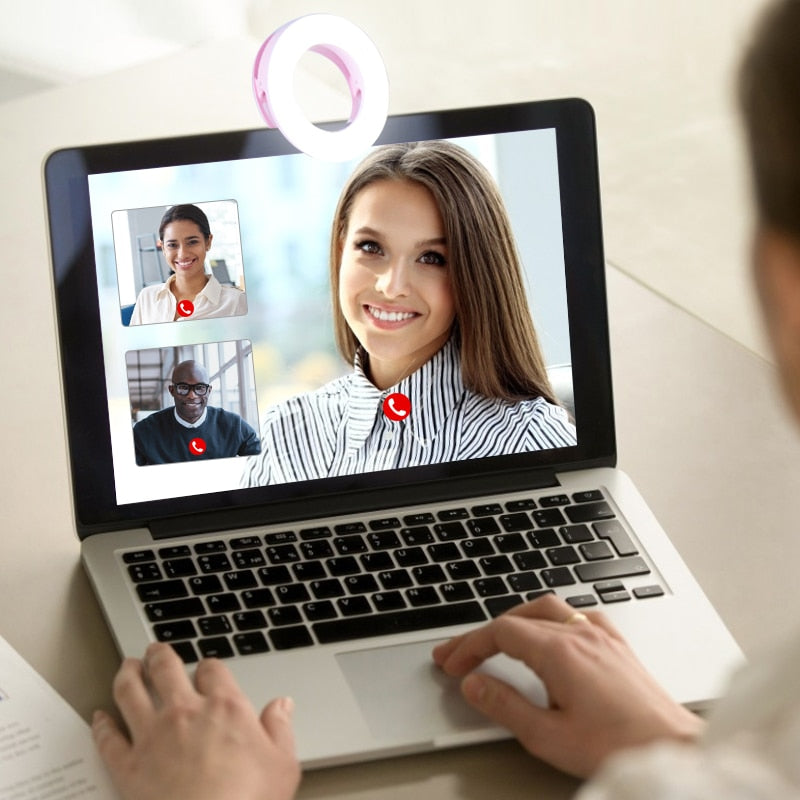 Anillo de luz para selfies con 40 lámparas LED de 3200 K a 6500 K, actualizado, para iPhone, Android, smartphone, vlog, luz de relleno, recargable.