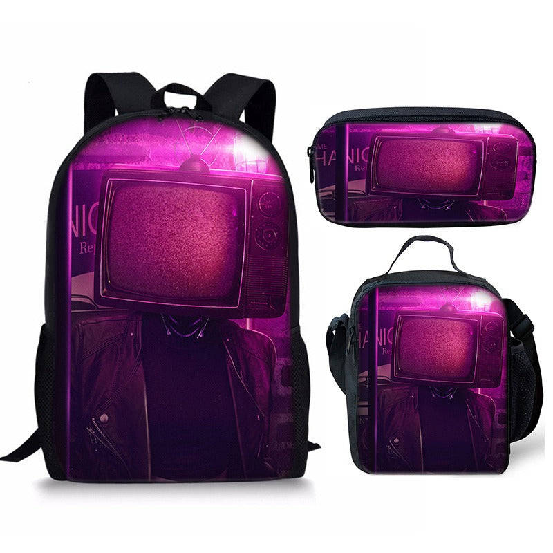 New 3PC-SET Skibidi Toilet Man Backpack Custom Game Peripheral Schoolbags For Primary Secondary School Teenage - V.I.P Digital Presence