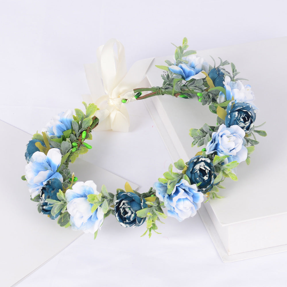 Flower garland super fairy bridal headpiece handmade simulation flower fairy headpiece wedding photography hair accessory - V.I.P Digital Presence