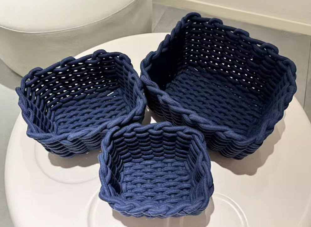 Storage Basket Hand woven Cotton Rope Sorting Basket 3-Piece Set Simple Homestay Design Home Storage Basket - V.I.P Digital Presence