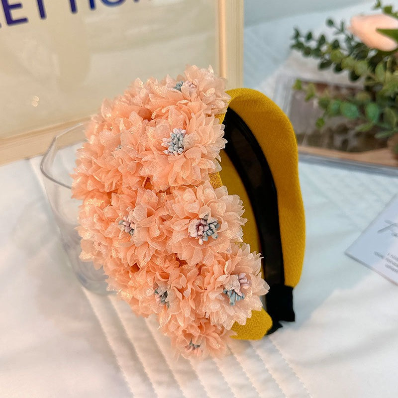 Flower series fashionable wide edge handmade fabric headband headband for women - V.I.P Digital Presence
