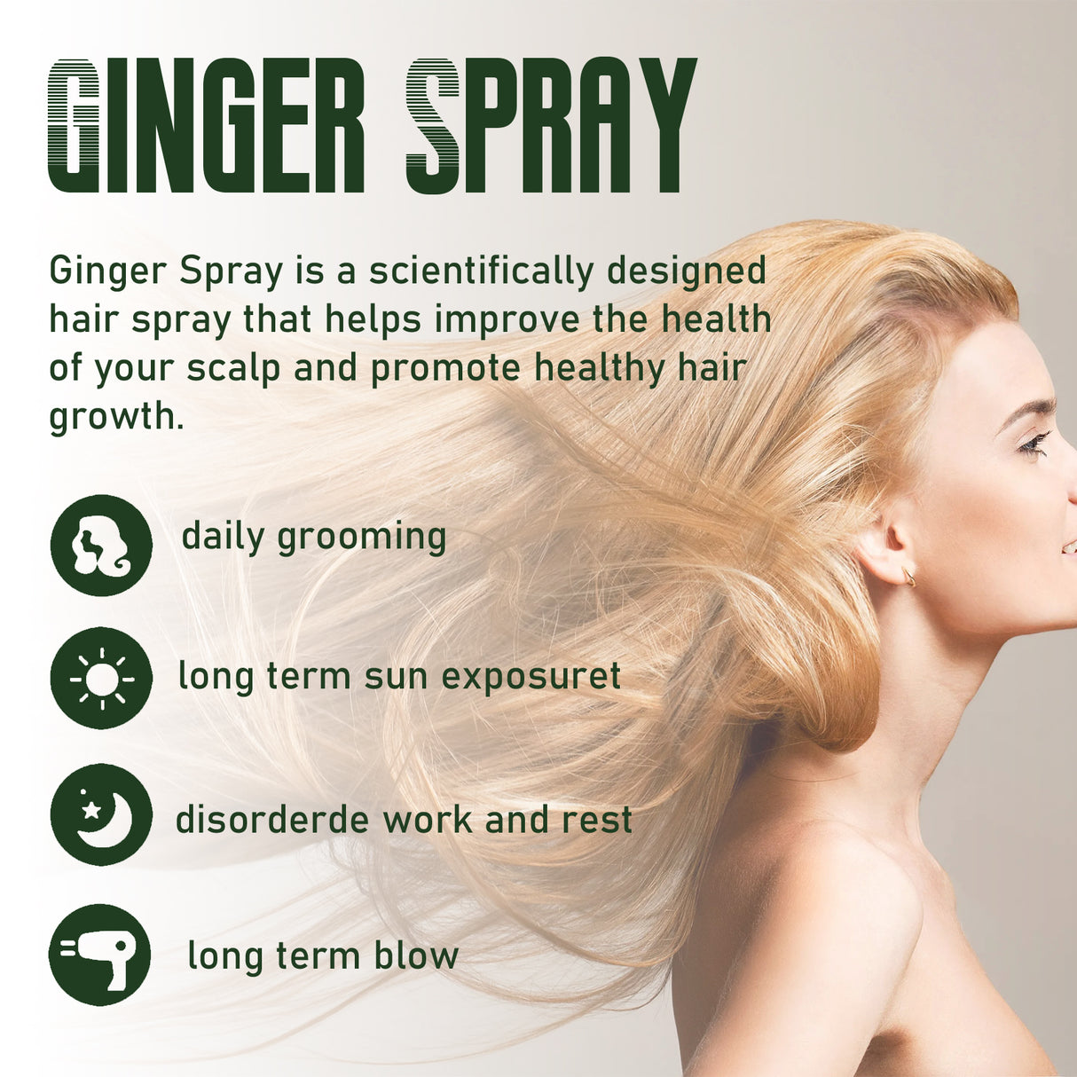 Ginger Dense Hair Spray Nourishes Hair Follicles, Prevents Hair Loss And Breaks, Moisturizes And Thickens Hair Spray - V.I.P Digital Presence