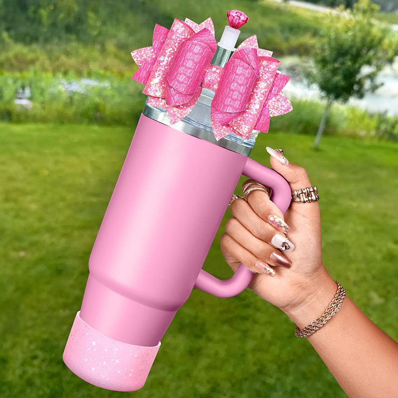 Cup Boot for Stanley 40/30 oz: Straw Cover, Bow Topper, Diamond Caps, Bottom Protector, 3 PCS Set. - V.I.P Digital Presence