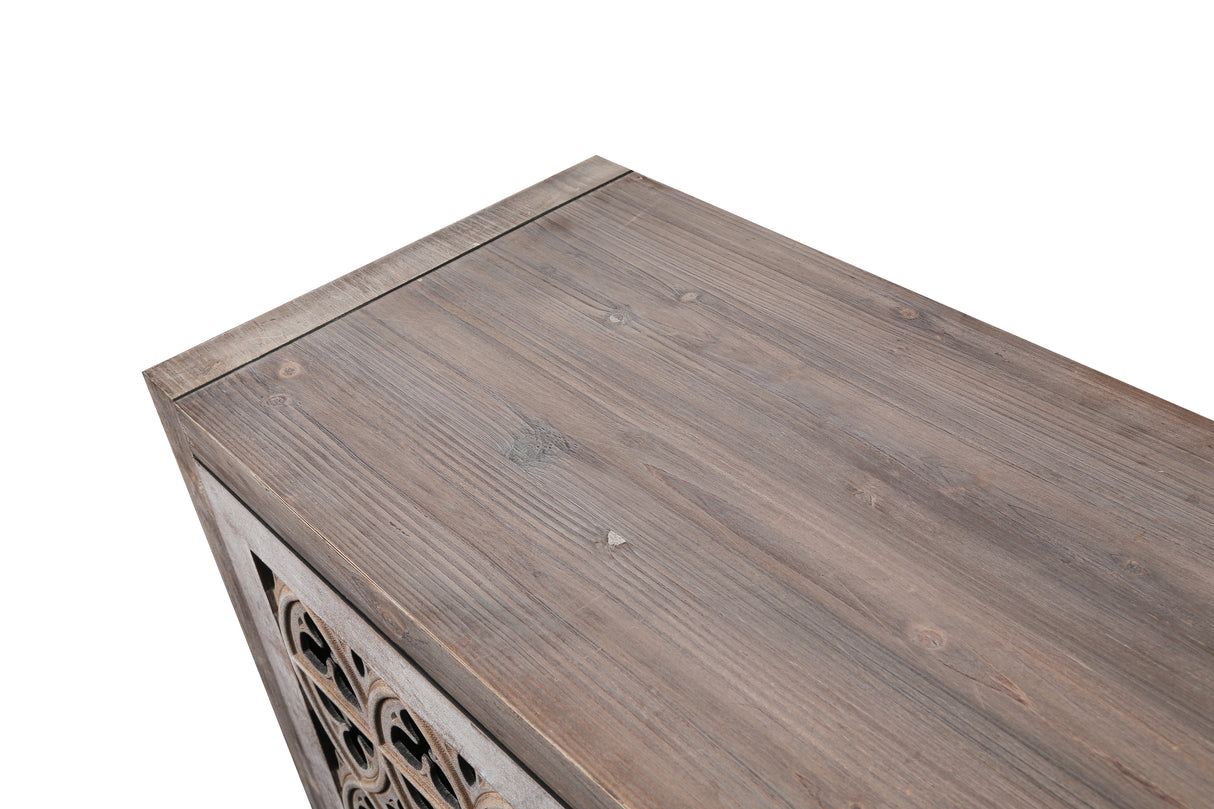 Hollow Four Door Antique Cabinet, American Country Style, Suitable for Living Room, TV Cabinet, Kitchen (Brown) - V.I.P Digital Presence