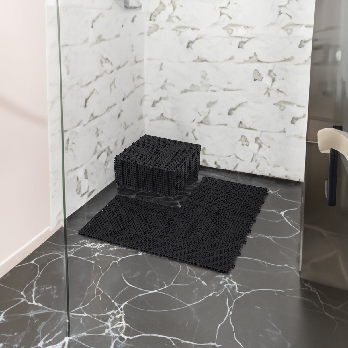 12 x 12 inch black interlocking deck tiles, plastic waterproof, weighing up to 6613 pounds, with a rose pattern pack of 12 - V.I.P Digital Presence