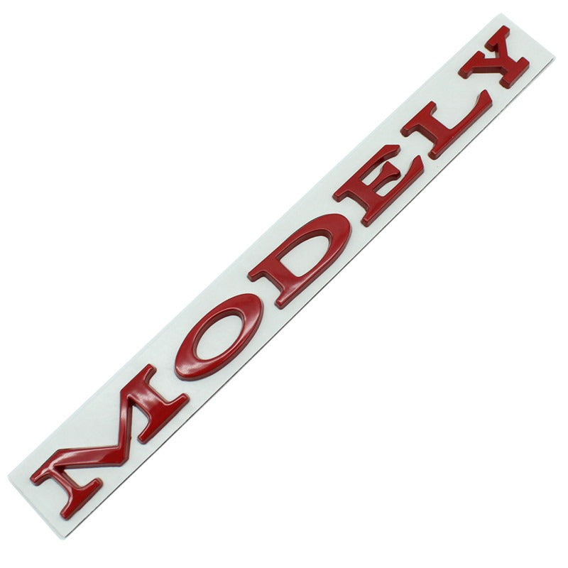 Suitable for Tesla Model 3/Y modified metal rear badge MODELY red letter car badge sticker - V.I.P Digital Presence