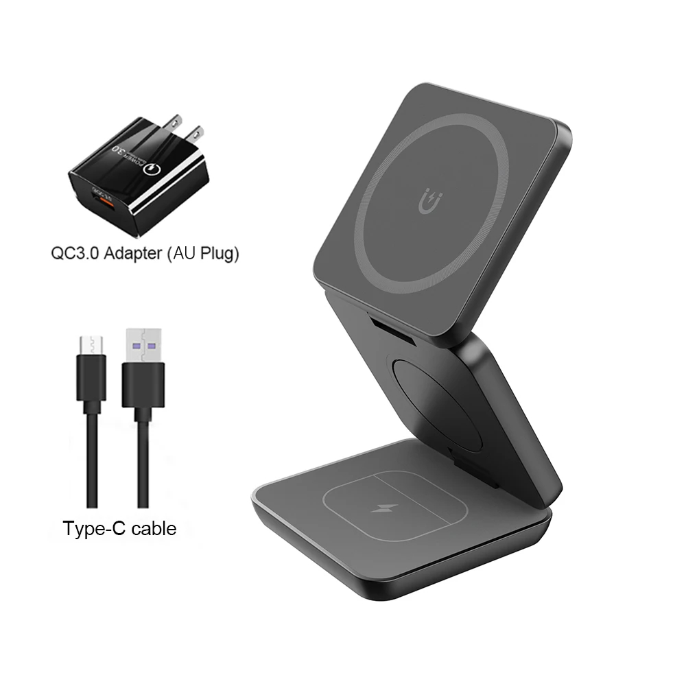 Wireless Charger 3 in 1 Foldable Magnetic Wireless Charging Station for iPhone 15 14 13 12 Pro Max Apple Watch 8 9 Charger - V.I.P Digital Presence