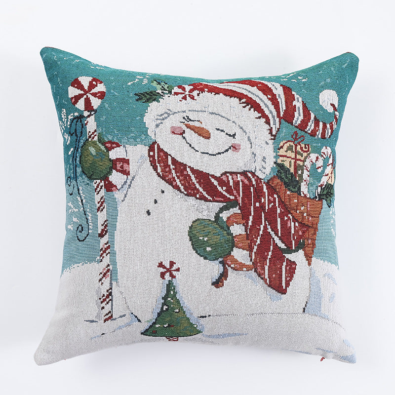Christmas Pillow Cover (without core) Woven Cartoon Elk Snowman European and American Festival Cushion Sofa - V.I.P Digital Presence