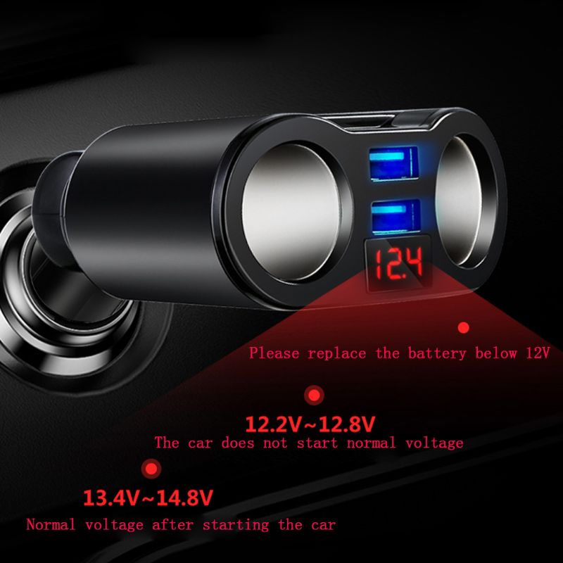 12V 24V Car 2 Way Power Socket Splitter QC3.0 Dual USB Charger LED Voltmetr For Mobile Phone Tablet GPS SUV Truck - V.I.P Digital Presence