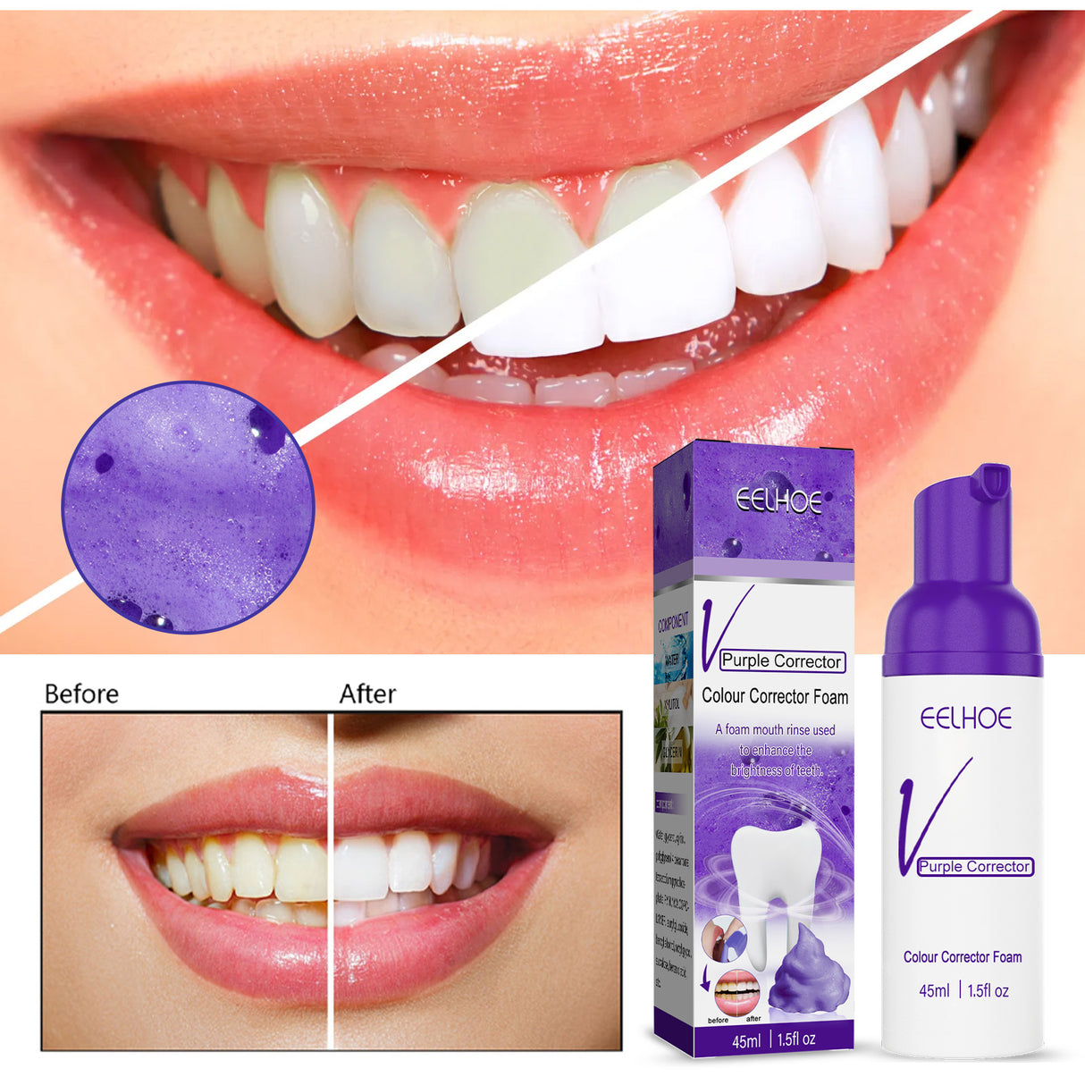 V34 Purple Toned Tooth Mousse Toothpaste Teeth Cleaning Stains Smoke Tartar Oral Care - V.I.P Digital Presence