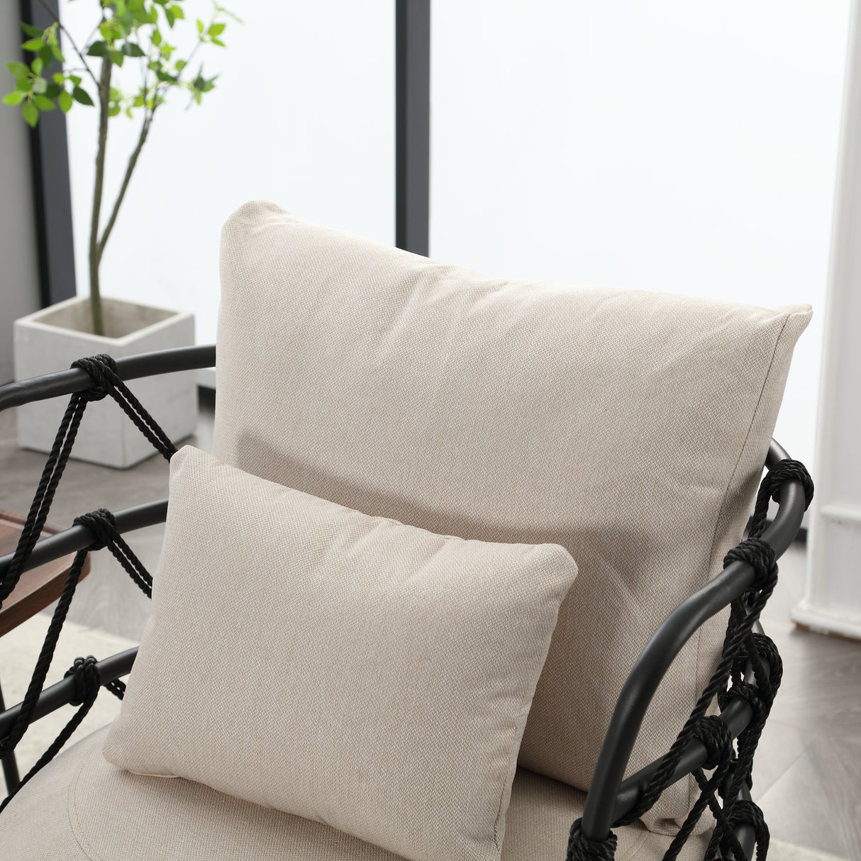 COOLMORE Upholstered Tufted Living Room Chair Textured Linen Fabric Accent Chair with Metal Stand - V.I.P Digital Presence