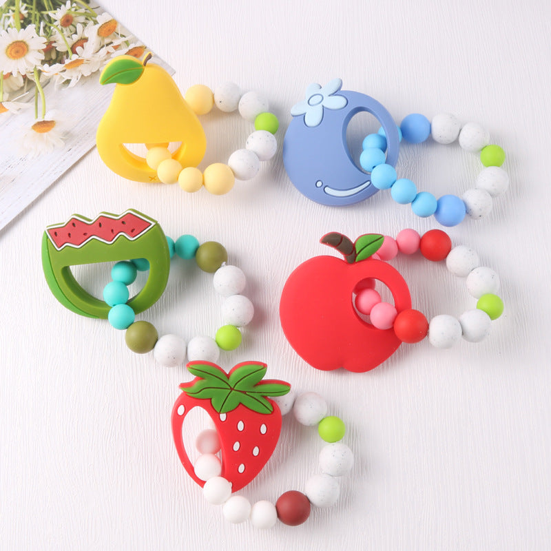 New baby cartoon fruit bracelet molar bracelet chewing teeth gum baby teething comfort toy