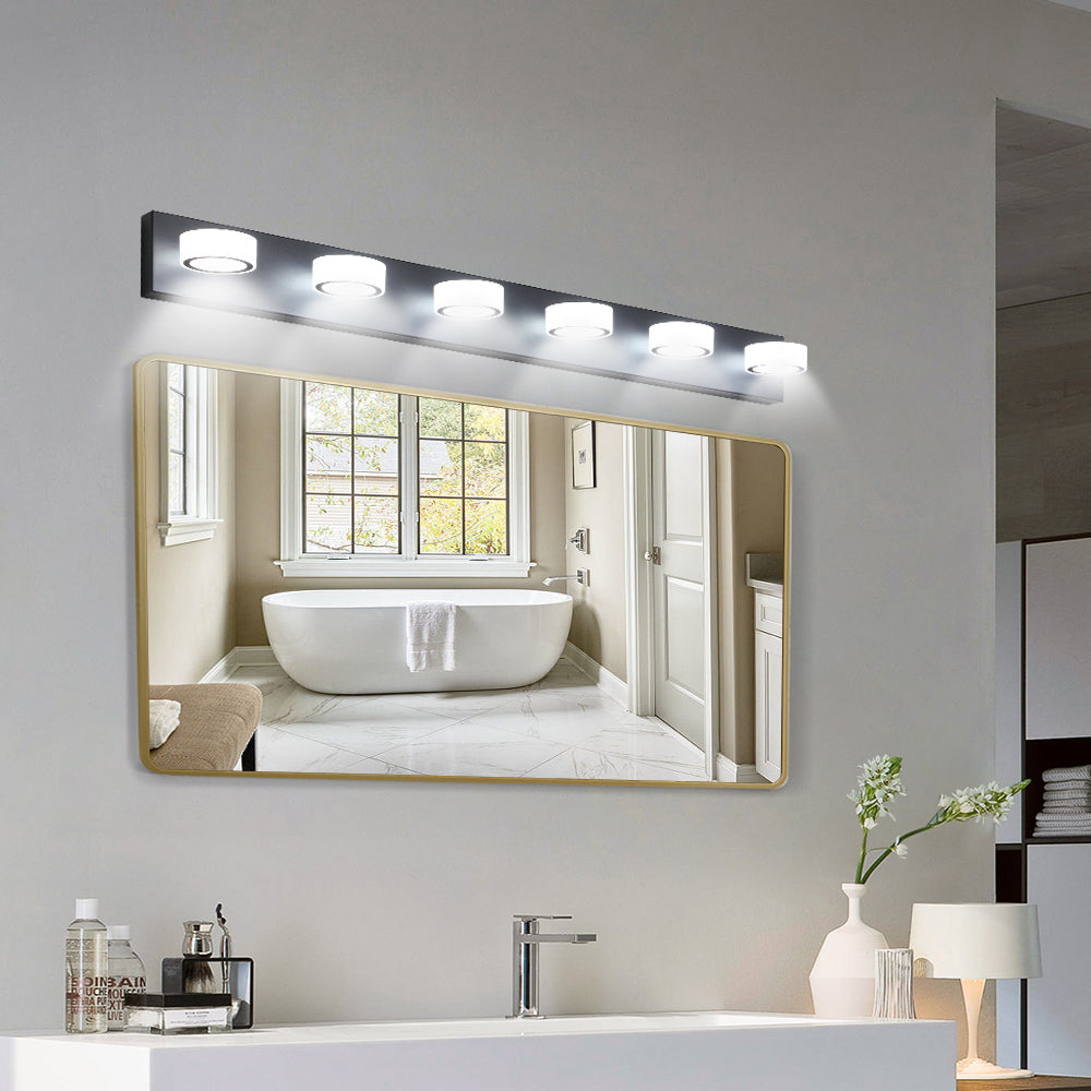 LED Modern Black 6-Light Vanity Lights Fixtures Over Mirror Bath Wall Lighting - V.I.P Digital Presence