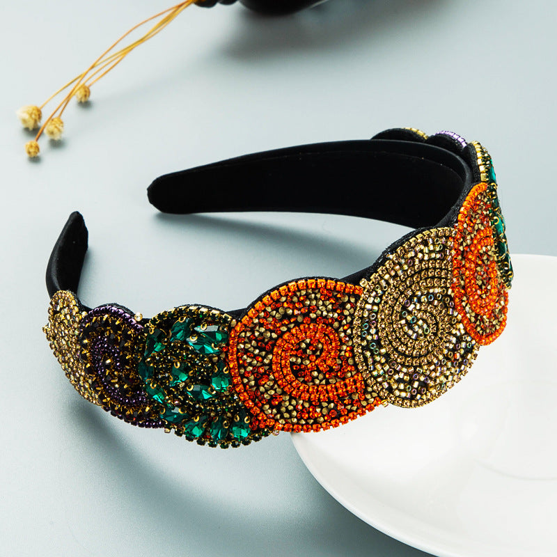 Hair Hoop Fashion Trend Color Rhinestone Head Hoop Luxury Wide Side Heavy Industry Party Hair Accessories Head Hoop - V.I.P Digital Presence