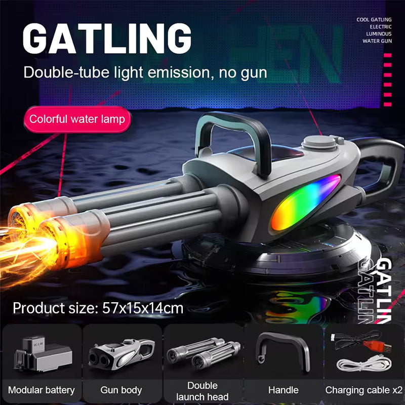 Electric LED Rotating Gatling Water Gun - Auto-Spray Blaster for Kids & Adults (Summer Pool Toy) - V.I.P Digital Presence