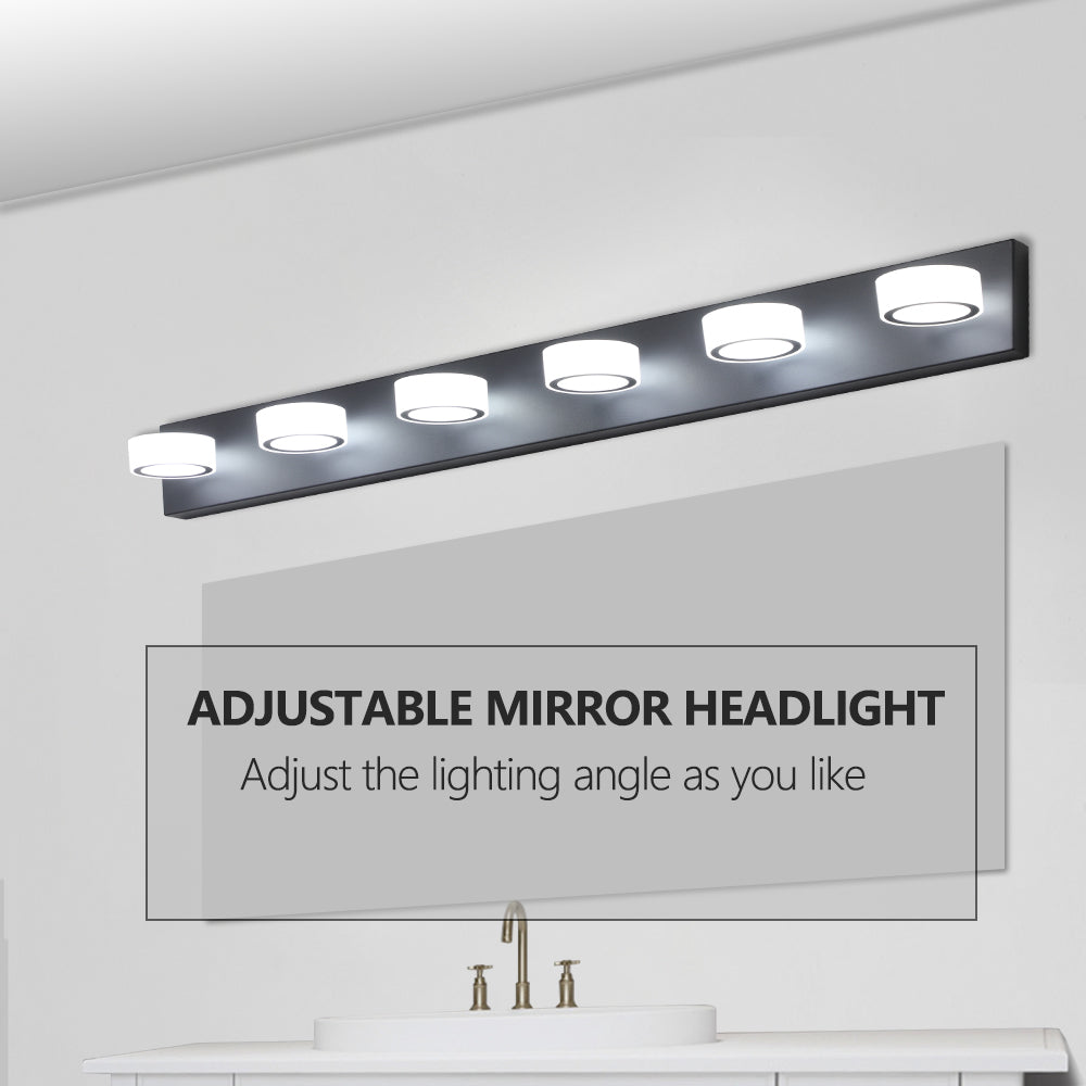 LED Modern Black 6-Light Vanity Lights Fixtures Over Mirror Bath Wall Lighting - V.I.P Digital Presence