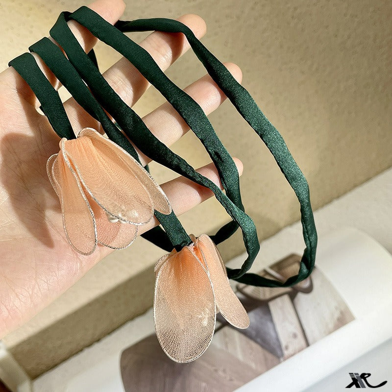 Tulip tie ribbon hair loop fairy three-dimensional flower entanglement knot tying hair rope - V.I.P Digital Presence