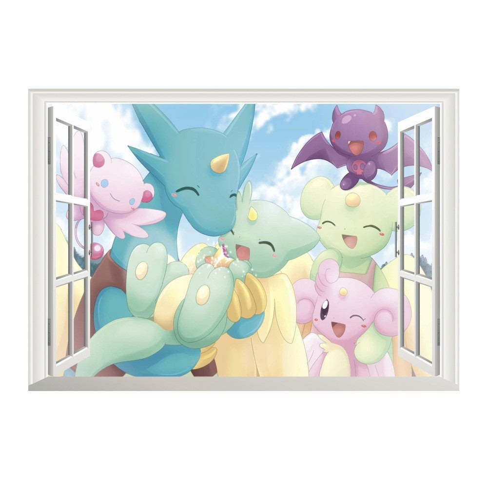 New 3D Pikachu Wall Sticker Pok é mon Wallpaper Self adhesive Cartoon Graffiti Anime Poster Children's Room PVC - V.I.P Digital Presence