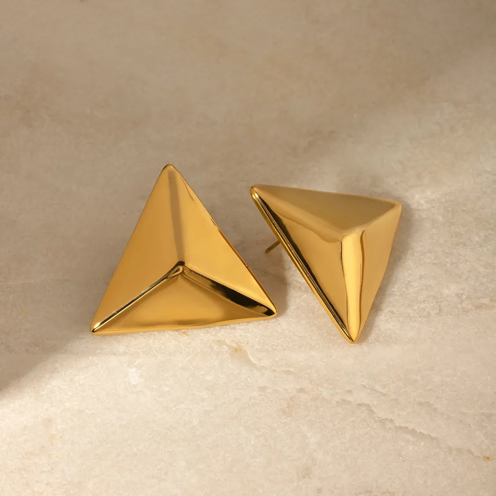 Stainless Steel 3D Triangle Earrings - V.I.P Digital Presence