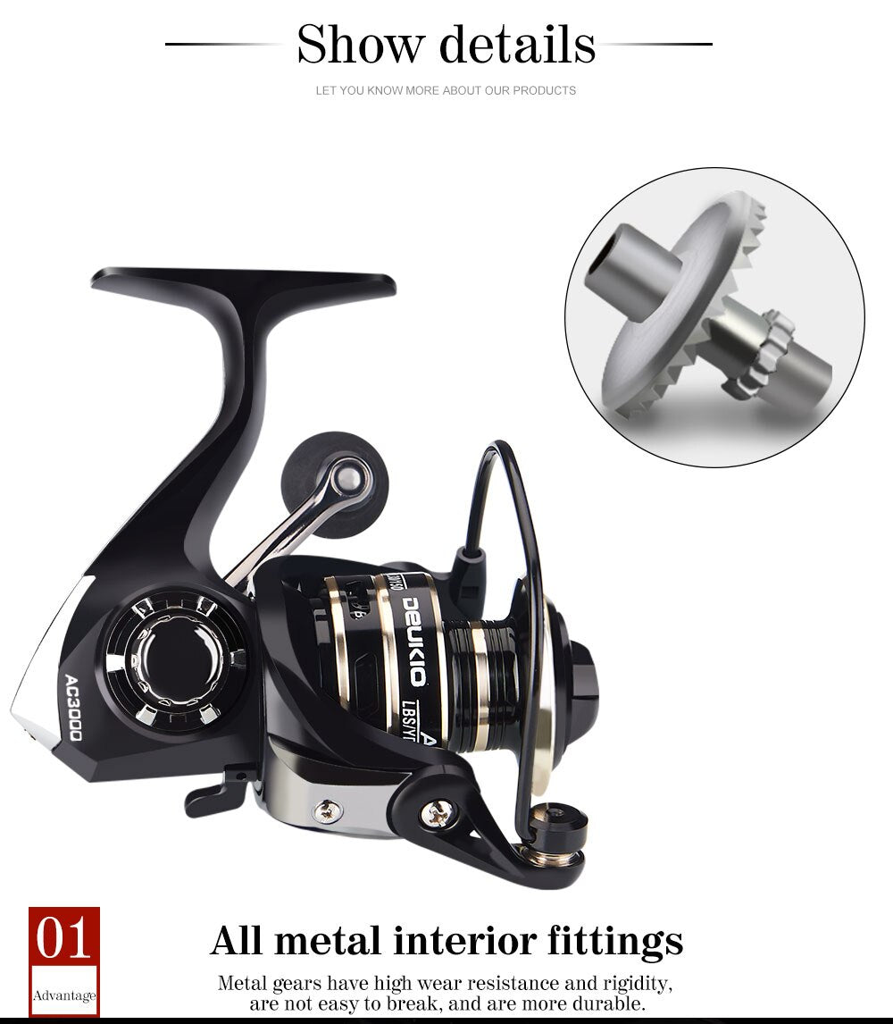 New 13+1BB Fishing Spinning Reel 2000-6000 No Gap Metal Spool Gear Ratio 5.2:1 Reel Carp Fishing Gear Pesca