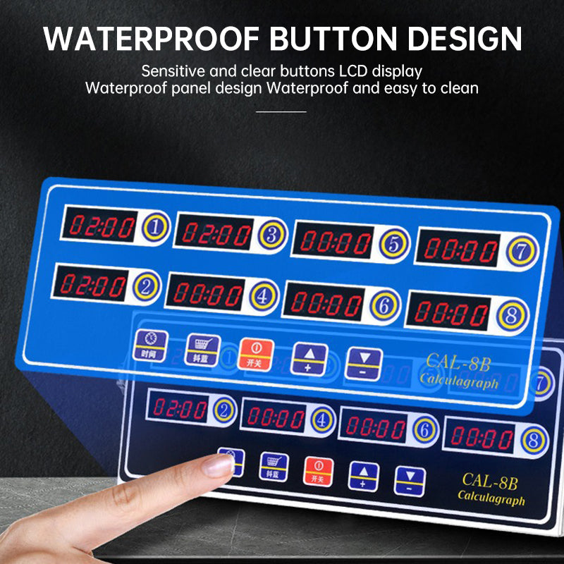 8 - Channel Calculagraph Kitchen Timer, 220V plug, shake - to - remind, 8 screens, great cooking accessory. - V.I.P Digital Presence