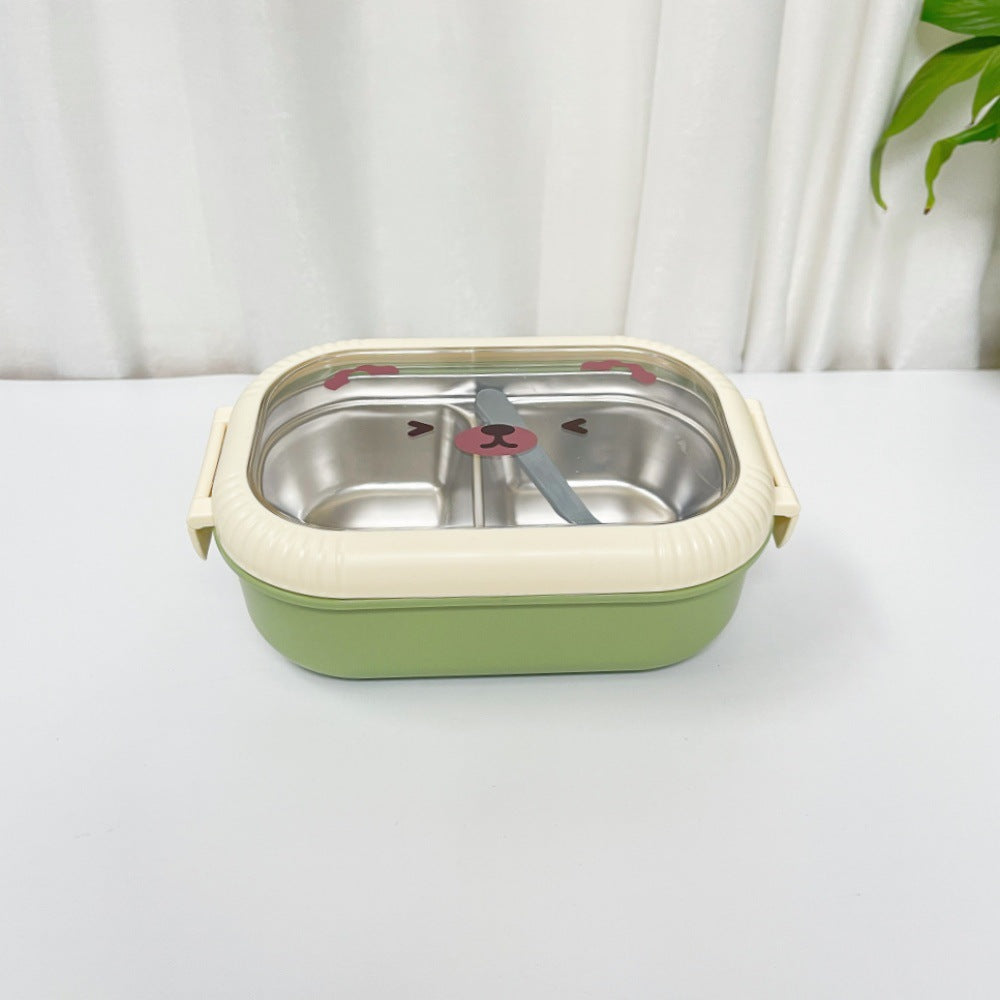 Cartoon cute bear stainless steel portable compartment lunch box with lid - V.I.P Digital Presence