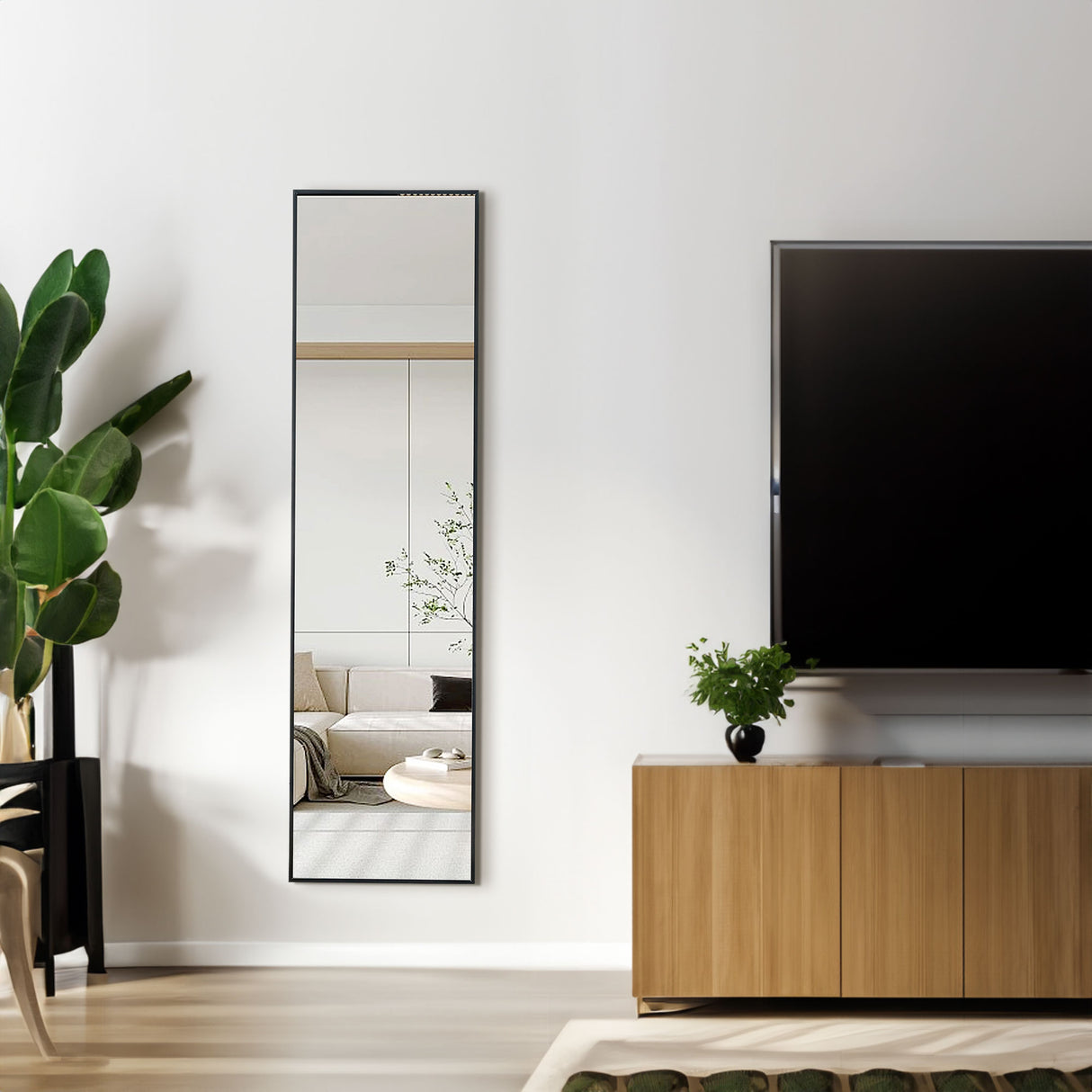 Aluminum alloy metal frame wall mounted full-length mirror black 65 * 23“ - V.I.P Digital Presence