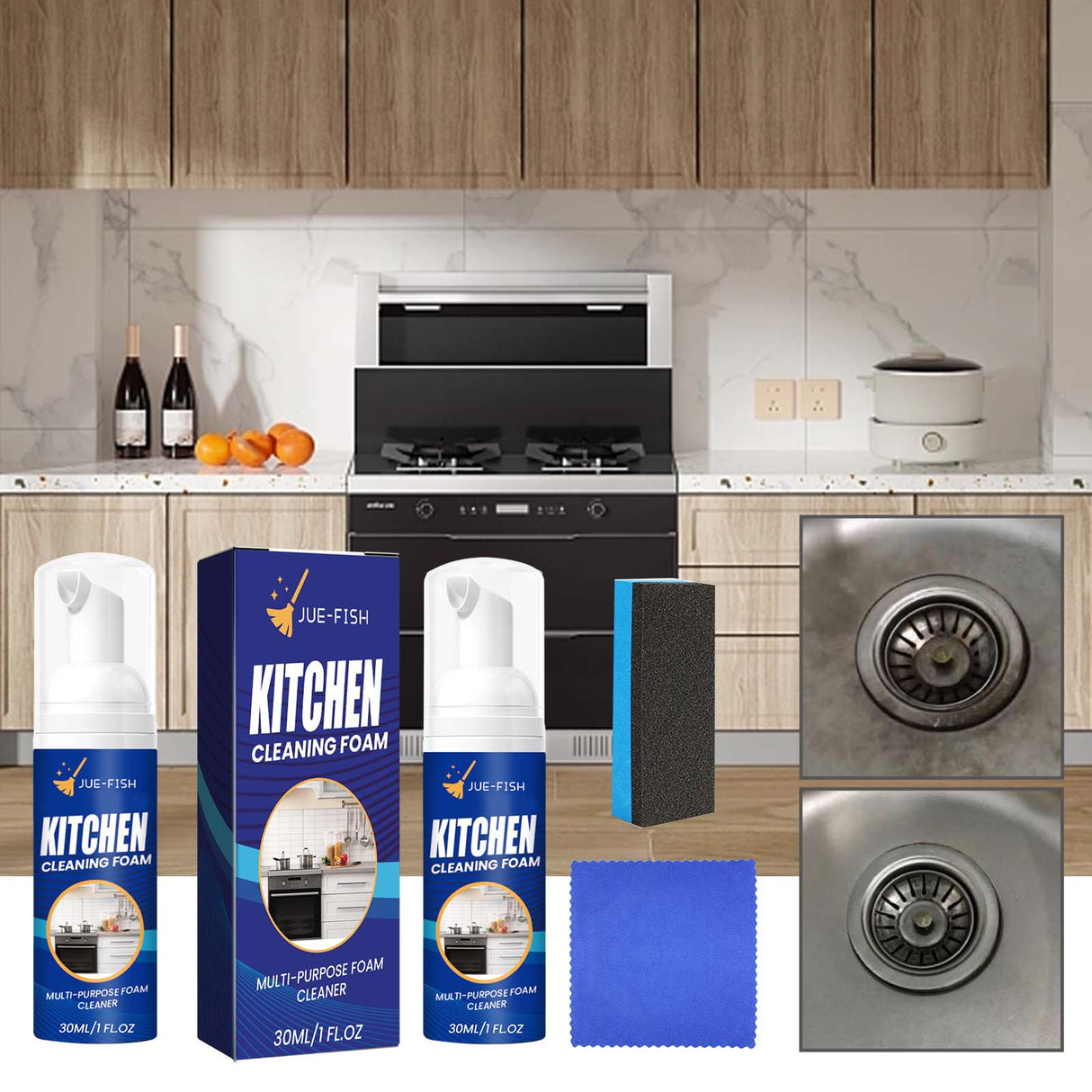 Kitchen Foam Cleaner, Kitchen Stove Range Hood Stain Removal Heavy Oil Foam Cleaner - V.I.P Digital Presence