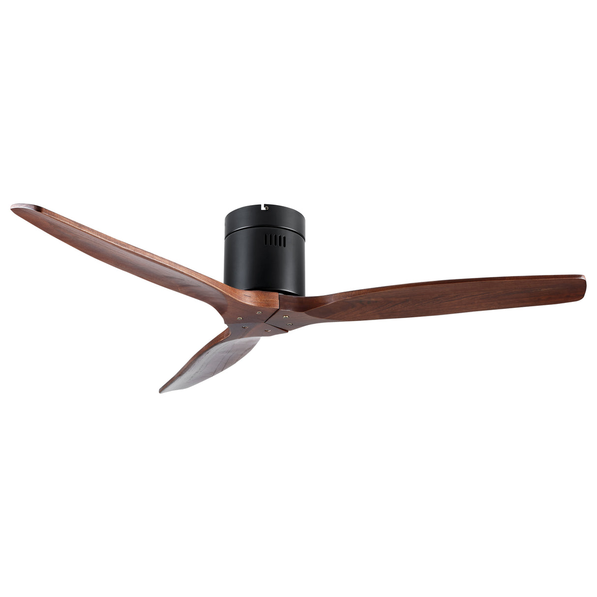 52" YUHAO Farmhouse Rustic Ceiling Fan without Light - Matte Black with Solid Wood Blade - V.I.P Digital Presence