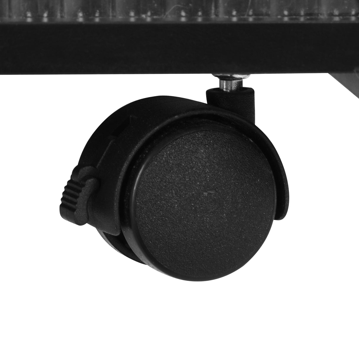 Stylish mobile desk with lockable wheels,bedside table with 5mm thick grooved tempered glass and gold round bars ,black - V.I.P Digital Presence