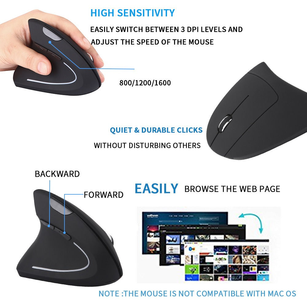 Ergonomic left-handed charging upright vertical mouse wireless esports left-handed office - V.I.P Digital Presence