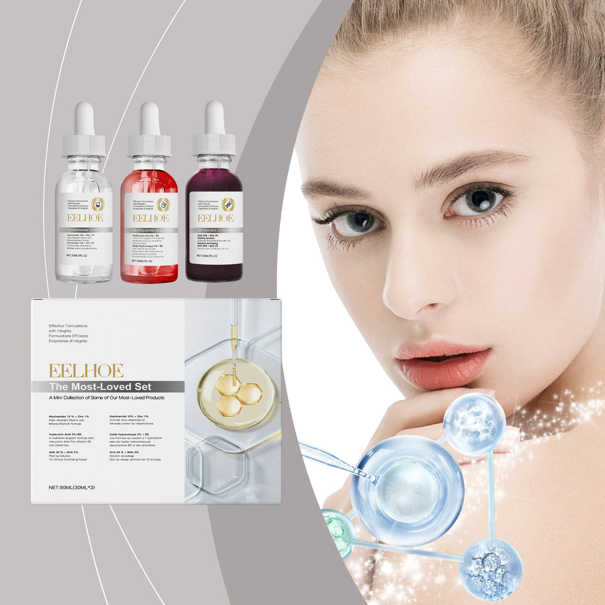 Acne Set Facial Cleansing Acne Repair Skin Whitening Acne Print Essence Mask Set