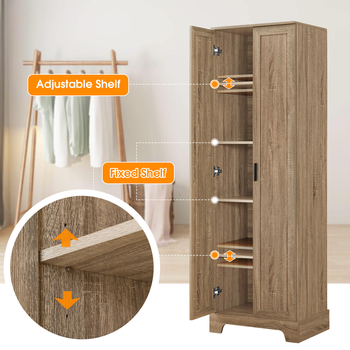 Storage Cabinet with Two Doors for Bathroom, Office, Adjustable Shelf, MDF Board, Brown - V.I.P Digital Presence