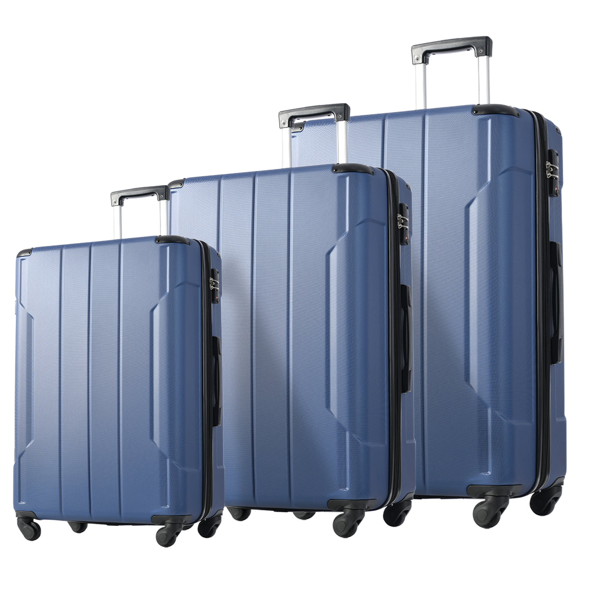 Hardshell Luggage Sets 3 Pcs Spinner Suitcase with TSA Lock Lightweight 20''24''28'' Blue + ABS