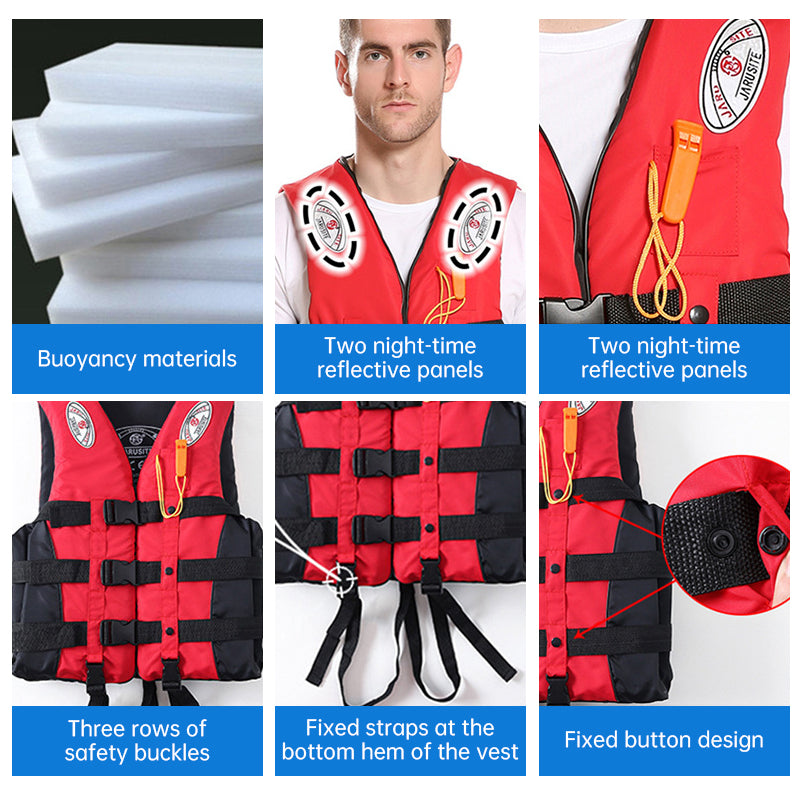 S-M-L-XL-2XL-3XL adult life jacket: buoyant, for sea fishing/outdoor sports, coated Oxford cloth. - V.I.P Digital Presence