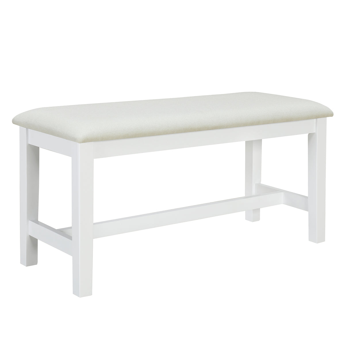 TOPMAX Farmhouse 6-Piece Trestle Dining Table Set with Upholstered Dining Chairs and Bench 59inch, White