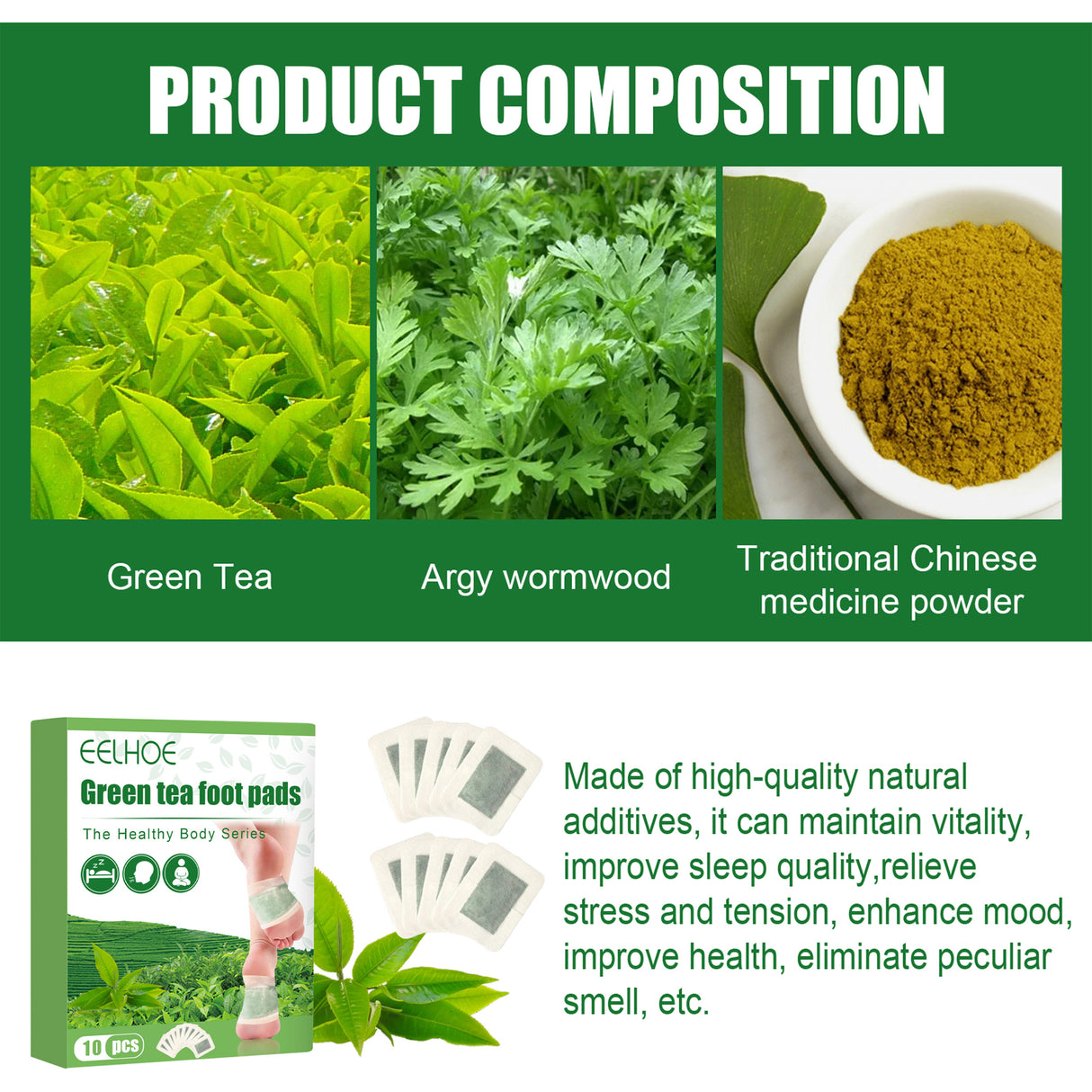 Green Tea Foot Patch, Improves Sleep Quality And Relieves Muscle Tension And Body Stress Foot Care Patch - V.I.P Digital Presence