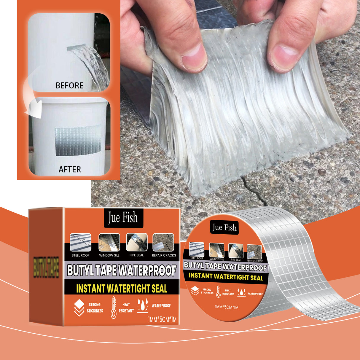 Waterproof Butyl Tape, Roof Repair Leakage Plugging Moisture-Proof High-Stick Self-Adhesive Aluminum Foil Waterproof Roll - V.I.P Digital Presence