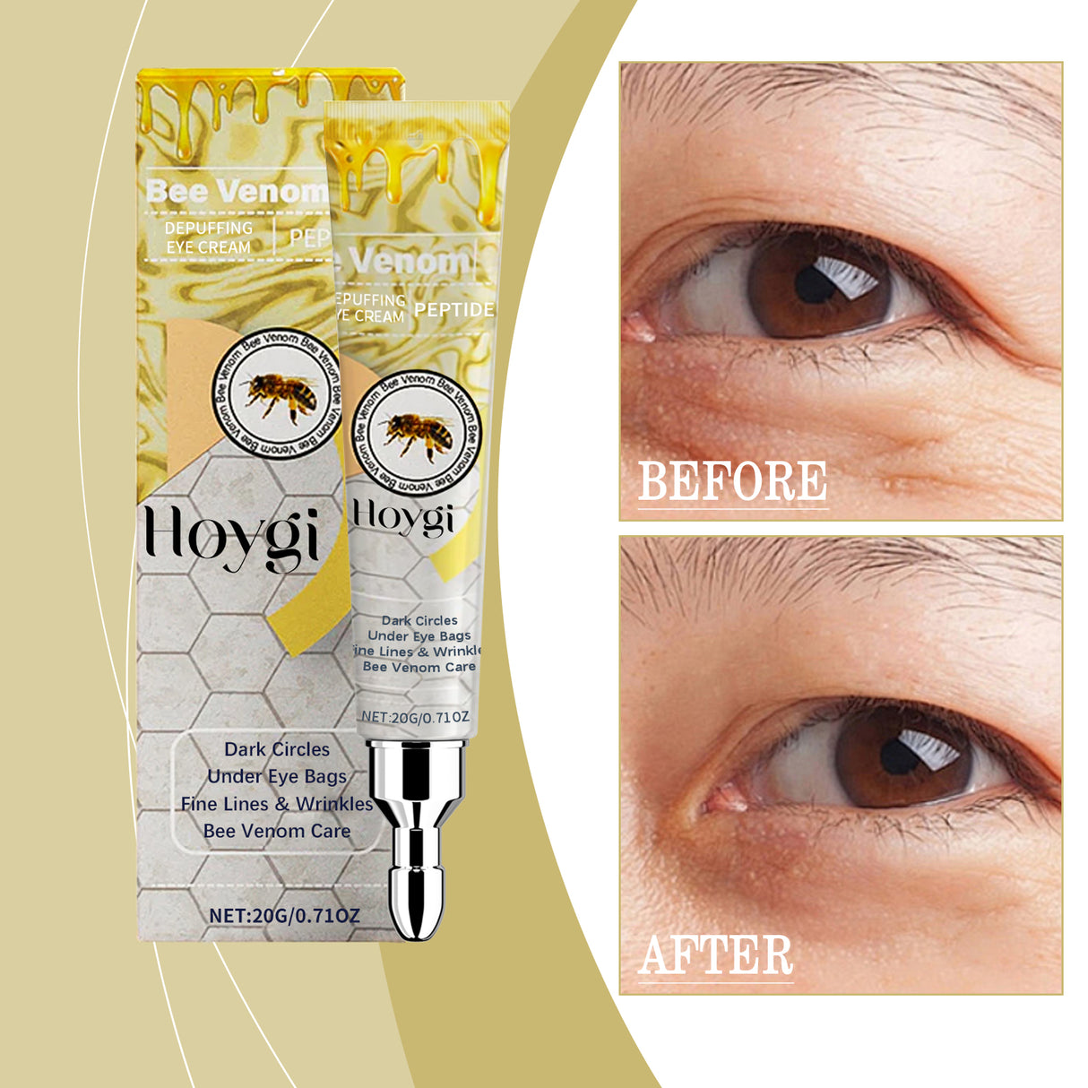 Bee Venom Eye Cream, gently hydrates and moisturizes the skin around the eyes to improve elasticity - V.I.P Digital Presence