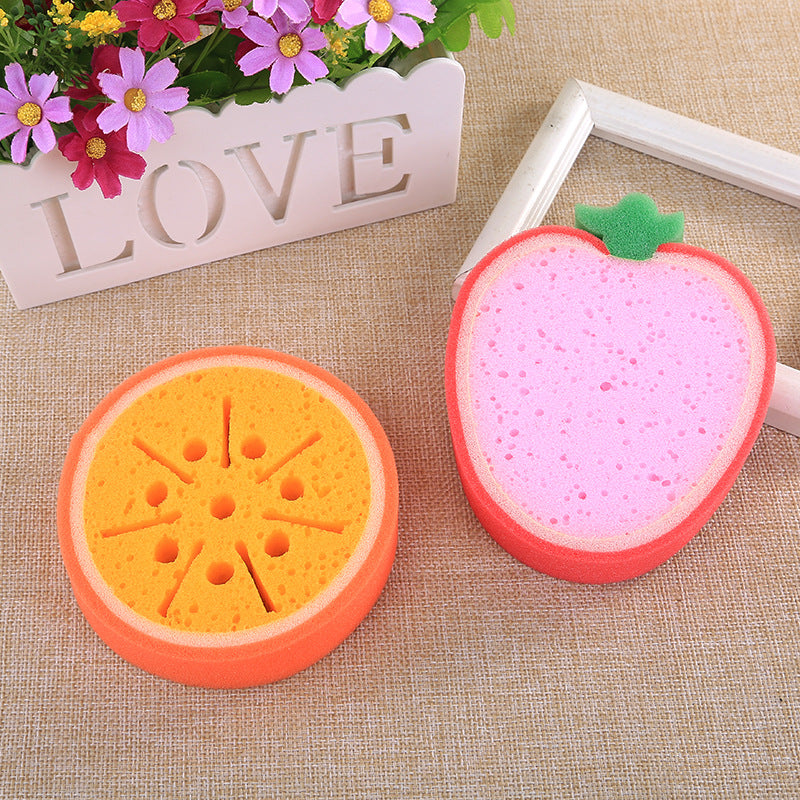 Fruit Sponge Dish Washing Brush Non-Stick Oil Kitchen Compressed Sponge Wipe Printing Household Brush Bowl Bath Absorbent Cotton - V.I.P Digital Presence