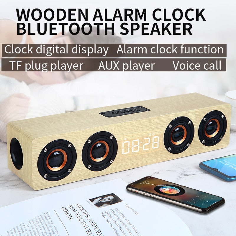 Home theater portable column Bluetooth Speaker Wireless wood speaker Alarm Clock Radio subwoofer Soundbar for TV speaker AUX USB - V.I.P Digital Presence
