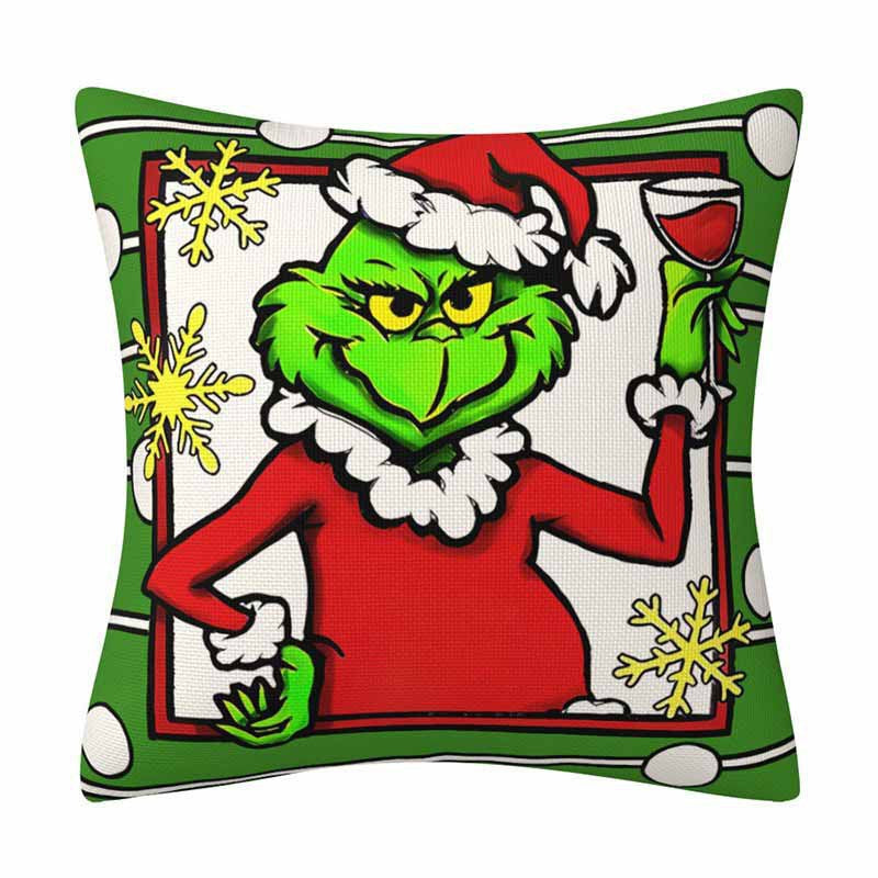 Grinch Christmas Pillow Cover Amazon Home Christmas Decoration Cushion Sofa Pillowcase Combination - V.I.P Digital Presence
