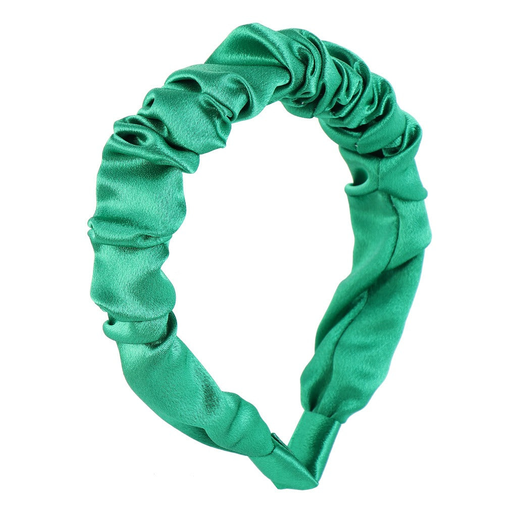 Multi color retro solid satin pleated hair compression headband - V.I.P Digital Presence