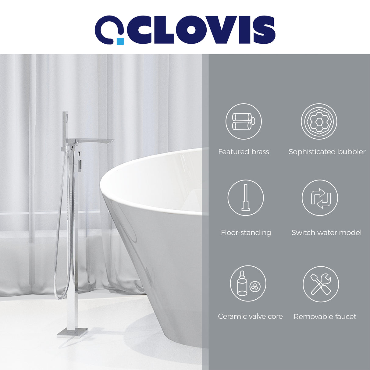 Single Handle Floor Mounted Freestanding Tub Filler - V.I.P Digital Presence