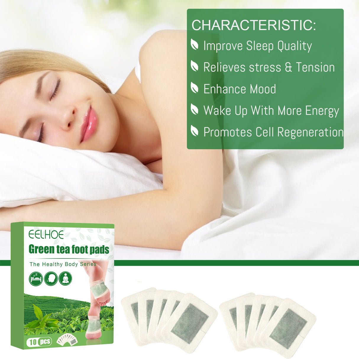 Green Tea Foot Patch, Improves Sleep Quality And Relieves Muscle Tension And Body Stress Foot Care Patch - V.I.P Digital Presence