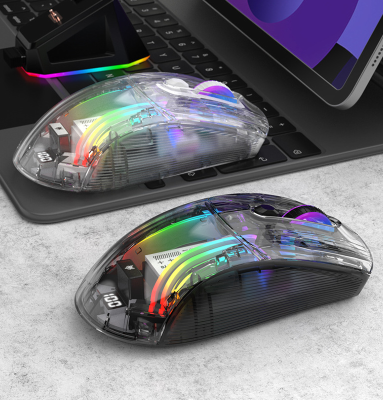 Luminous wireless Bluetooth the third mock examination transparent game mouse with screen charger - V.I.P Digital Presence