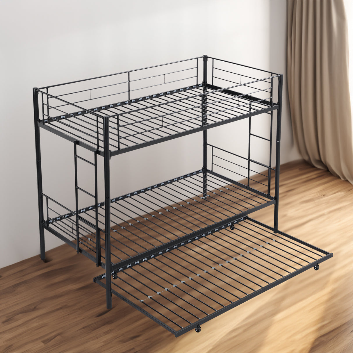 METAL Bunk Bed with trundle Black - V.I.P Digital Presence