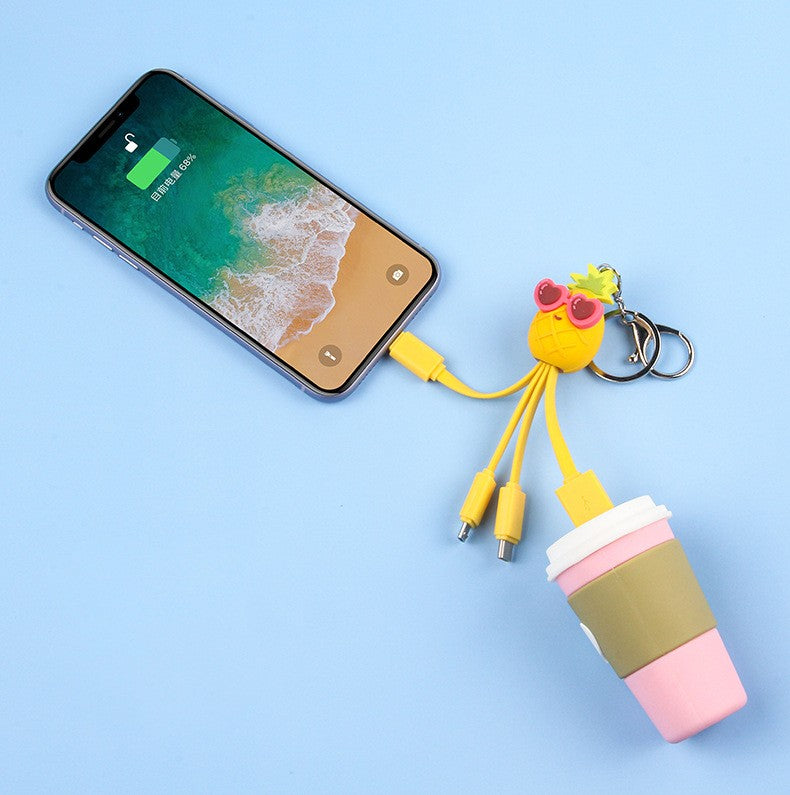 Creative cartoon data cable quirky peach blossom eye phone charging cable peach blossom eye pineapple fruit - V.I.P Digital Presence