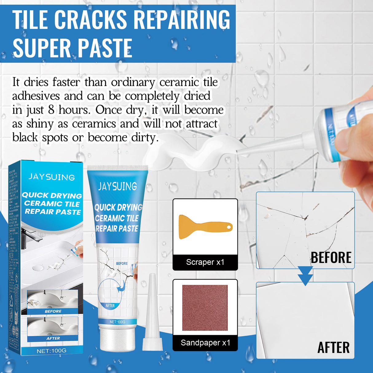 Tile Repair Glue, Bathtub Marble Furniture Floor Tile Toilet Crack Repair Glue Paste - V.I.P Digital Presence